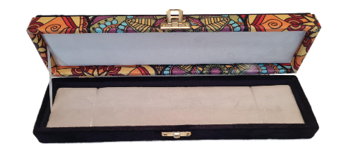 Velvet Covered Luxury Jewelry, Rosary and Jewelry Boxes, Stylish Jewelry Boxes with Special Patterns and Soft Interior Surfaces in dozens of different colors and patterns.