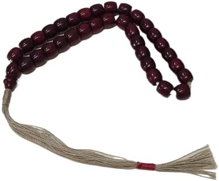 Antique Handmade Katalin Prayer Beads, Special Velvet Box, 33 Beads, 88 Grams, 15x14 mm, Old Casting, Masterwork Dry Lathe (WHITE TASSEL)