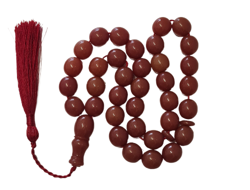 Collectible Handmade Katalin Prayer Beads, 82 Grams, 46 cm, 15x15 mm, Special Velvet Box, Old Casting, Dry Lathe Workmanship