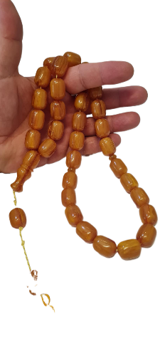DEV BOY, Özel Kadife Kutulu Tespih, 126 Gram, 15x19 mm, 57 Santim Eski Döküm Katalin Çubuk Malzemeden Usta İşi El Yapımı, Kuru Torna İşcilik, Katalin Tespih, Mükemmel İşcilik, Kolleksiyonluk Tespih