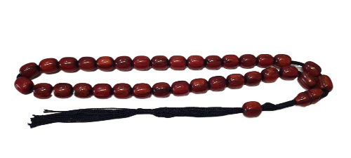 Koleksiyonluk Katalin Tespih, Özel Yapım, 33'lük, 110 Gram, 15x19 mm, 60 cm, Hardal Rengi, Kadife Kutulu