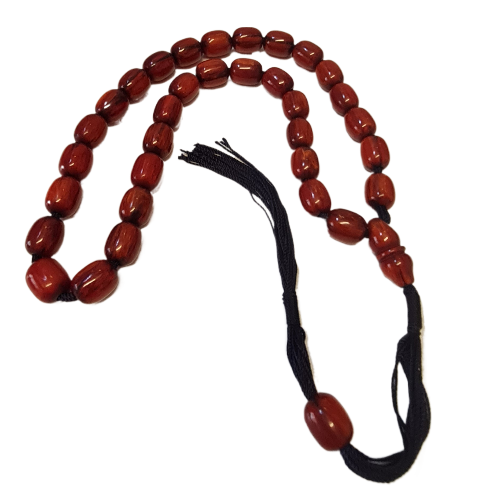 Koleksiyonluk Katalin Tespih, Özel Yapım, 33'lük, 110 Gram, 15x19 mm, 60 cm, Hardal Rengi, Kadife Kutulu