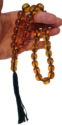 Masterpiece, Dry Lathe Handmade, 91 Grams, 15x16 mm, 31 Centimeters Length, German Dice Collectible Special Velvet Boxed Prayer Beads (CAPSULE CUT STONE)