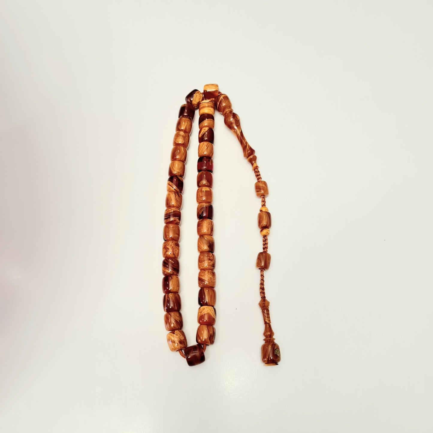 Master Craftsmanship, Handmade, Dry Lathe Workmanship, Collectible, Moire Czechoslovak Katalin Knife Set, Prayer Beads, 10.5X10.5 mm, 41 Gr, in a Special Velvet Box