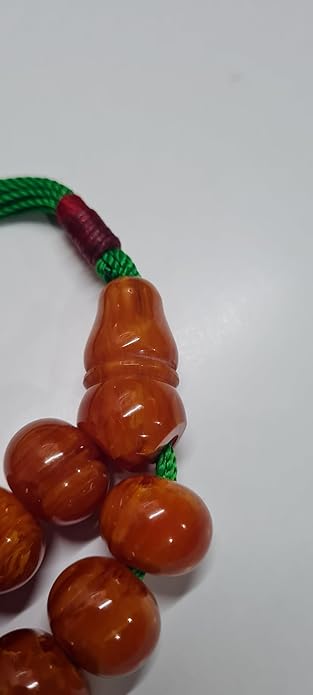 164 Gr 20X16 mm Habbe Ölçülerde 50 cm Uzunluğunda Eski Döküm Bowling Topundan Çubuk Katalin Malzeme Kuru Torna El Yapımı Usta İşi Kolleksiyonluk Büyük Boy Özel Tespih (HARELİ TURUNCU)