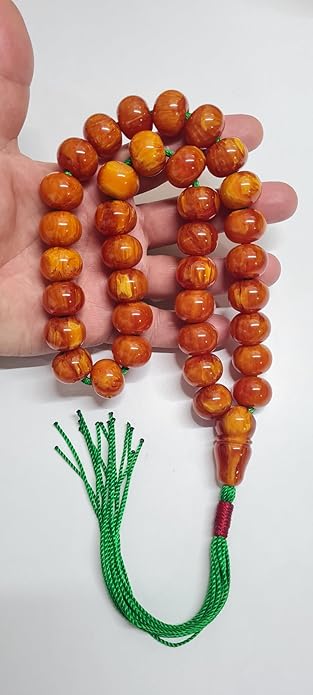 164 Gr 20X16 mm Habbe Ölçülerde 50 cm Uzunluğunda Eski Döküm Bowling Topundan Çubuk Katalin Malzeme Kuru Torna El Yapımı Usta İşi Kolleksiyonluk Büyük Boy Özel Tespih (HARELİ TURUNCU)