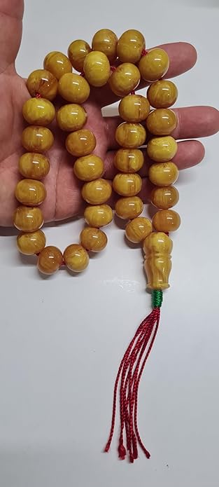 164 Gr 20X16 mm Habbe Ölçülerde 50 cm Uzunluğunda Eski Döküm Bowling Topundan Çubuk Katalin Malzeme Kuru Torna El Yapımı Usta İşi Kolleksiyonluk Büyük Boy Özel Tespih (HARDAL)