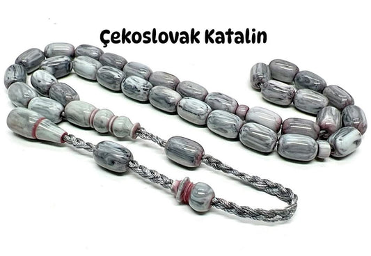 8 X 12 mm 25 Gr Çekostovak Katalin Kuru Torna Eski Usül El Yapımı Kolleksiyonluk Usta İşi Tespih