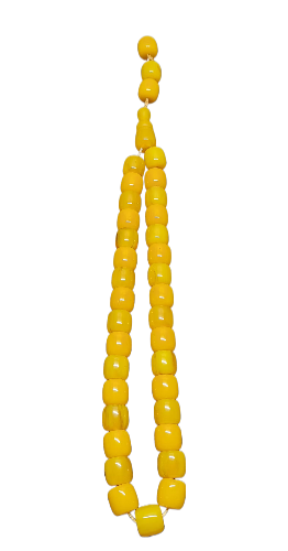 Yellow Katalin Prayer Beads, 38 cm Length, 140 g Weight, 17x16 mm Bead Size, Masterwork Dry Lathe