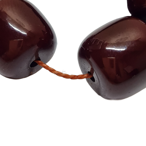 13 X 13 mm, 68 Gr, 37 Cm Örme Püsküllü Eski Obje Malzemeden Yapılma Usta İşi Kuru Torna Kolleksiyonluk Katalin Tespih