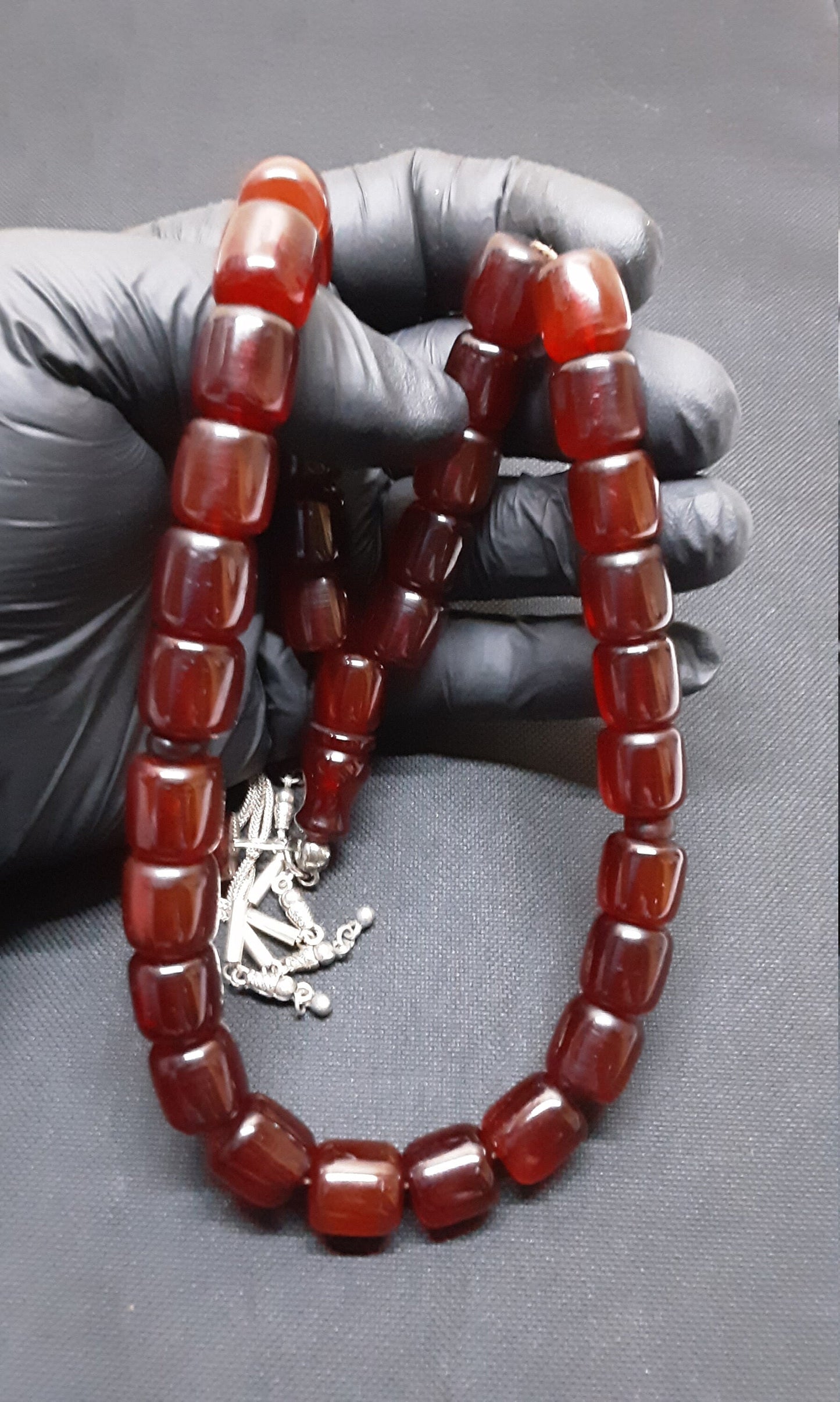 13 x 13 mm, 77 Gr, 39,5 Cm Antik Alman Oyun Zarından Yapılma Eski Kuru Torna Gümüş Püsküllü Usta Yapımı Kolleksiyonluk Büyük Boy Zar Tespih