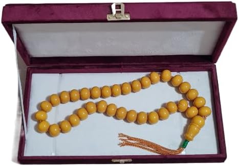 164 gr 20x16 mm Round Dimensions 50 cm Long Old Cast Bowling Ball Rod Katalin Material Dry Lathe Handmade Masterwork Large Special Collectible Prayer Beads (YELLOW)