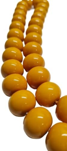 164 Gr 20X16 mm Habbe Ölçülerde 50 cm Uzunluğunda Eski Döküm Bowling Topundan Çubuk Katalin Malzeme Kuru Torna El Yapımı Usta İşi Kolleksiyonluk Büyük Boy Özel Tespih (SARI)