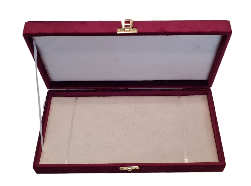 Kadife Kaplı Lüks Tespih ve Takı Kutusu, Özel Desenli, Kolye ve Bileklik İçin Hediyelik Kutu, Yumuşak İç Yüzeyli Şık Mücevher Kutusu (MÜRDÜM, 15X30)