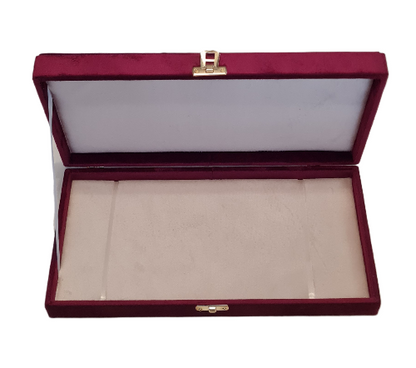Kadife Kaplı Lüks Tespih ve Takı Kutusu, Özel Desenli, Kolye ve Bileklik İçin Hediyelik Kutu, Yumuşak İç Yüzeyli Şık Mücevher Kutusu (MÜRDÜM, 15X30)