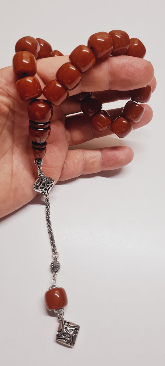 Collectible Dry Lathe Handmade Masterwork 15X12 MM Size Albanian Chain Tasseled Old Rod Cast Material Handmade Masterwork Prayer Beads 19 BIG HABBES