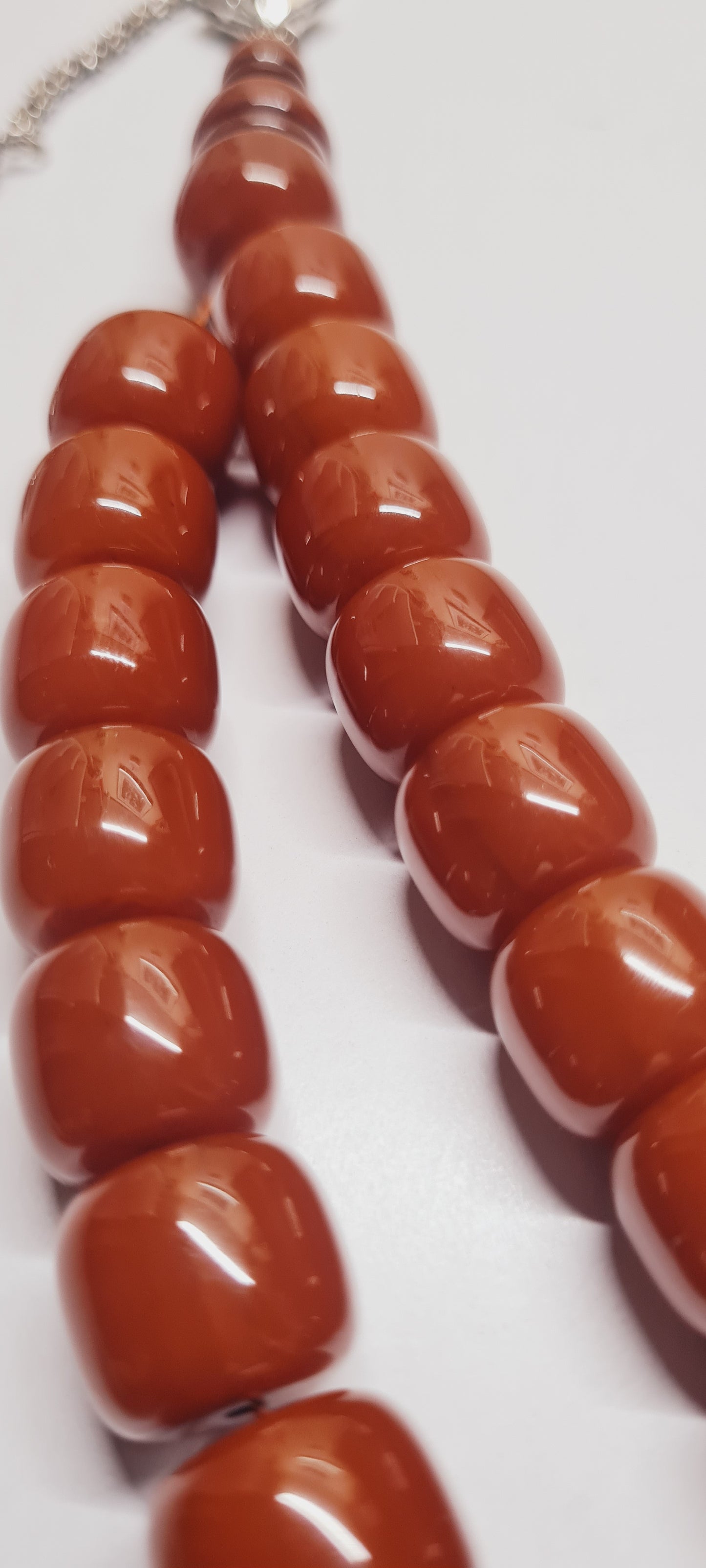 Kolleksiyonluk Kuru Torna El Yapımı Usta İşi 15X12 MM Ölçülerinde Arnavut Zinciri Püsküllü Eski Çubuk Döküm Malzemeden El yapımı Usta İşi Tespih 19 BÜYÜK HABBE