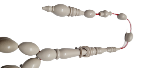 El Yapımı Koleksiyonluk Bowling Topundan yapılma Tespih, 33'lük, Kemik Rengi 29 GR 39 Cm