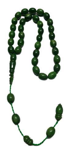 Collectible Dry Lathe Handmade Masterwork 12X14 MM Sequential System Moire Old Rod Casting Material Handmade Masterwork Prayer Beads (GREEN)