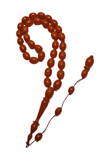 Collectible Dry Lathe Handmade Masterwork 12X14 MM Sequential System Moire Old Rod Casting Material Handmade Masterwork Prayer Beads (ORANGE)
