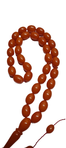 Collectible Dry Lathe Handmade Masterwork 12X14 MM Sequential System Moire Old Rod Casting Material Handmade Masterwork Prayer Beads (ORANGE)