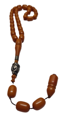 Collectible Dry Lathe Handmade Masterwork 11X9 MM Kazaziye Tasseled Old Rod Cast Material Shaved Handmade Prayer Beads