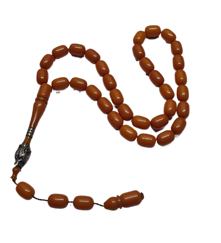 Collectible Dry Lathe Handmade Masterwork 11X9 MM Kazaziye Tasseled Old Rod Cast Material Shaved Handmade Prayer Beads