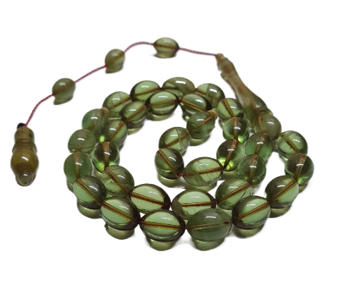 Collectible Dry Lathe Handmade Masterwork 12X8 MM Sized Sequential Pen System Handmade Moire Prayer Beads Shaved from Old Rod Casting Material 