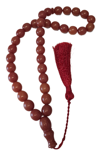 Koleksiyonluk El Yapımı Katalin Tespih, 82 Gram, 46 cm, 15x15 mm, Özel Kadife Kutulu, Eski Döküm, Kuru Torna İşçilik