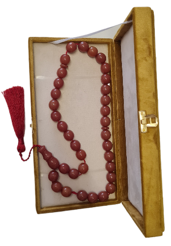 DEV BOY 172 Gram, 18x20 mm, 57 Santim, Usta İşi Kolleksiyonluk, Eski Döküm Traşlı Katalin Kolleksiyonluk Büyük Habbe Boy Tespih Özel Kadife Kutulu