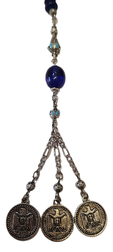 DEV BOY, Özel Kadife Kutusunda, 106 Gram, 14x18 mm, 49 cm, Şeffaf Çubuk Malzeme Ateş, Kolleksiyonluk Tespih, El yapımı Usta İşi Eski Usül Kuru Torna Yapımı Kolleksiyonluk Tespih (MAVİ)