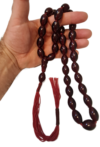 Dev Boy 112 Gram, 15x21mm, 61 Santim, Eski Obje Zar Malzemeden Yapılma Usta İşi Tespih, Kuru Torna, El yapımı, Mükemmel İşcilik, Kolleksiyonluk Özel Kadife Kutulu Tespih