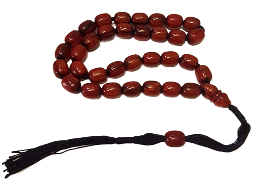 Koleksiyonluk Katalin Tespih, Özel Yapım, 33'lük, 110 Gram, 15x19 mm, 60 cm, Hardal Rengi, Kadife Kutulu