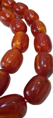 El Yapımı Katalin Tespih, 52 Santim, 118 Gram, 15x20 mm, Hardal Renk Püsküllü, Usta İşi Kuru Torna, Koleksiyonluk, Kadife Kutulu (SARI PÜSKÜL VİŞNE RENK)
