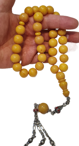 DEV BOY, Özel Kadife Kutusunda, 110 Gram, 15x15 mm, 45 Santim, Eski Çubuk Katalin Malzeme, Usta İşi El Yapımı, Alpaka Zincir Püsküllü, Katalin Kolleksiyonluk Tespih