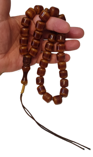 DEV BOY, Özel Kadife Kutusunda, 103 Gram, 15x15 mm, 48 Santim, Eski Döküm Katalin Çubuk Malzeme, Usta İşi Elyapımı, Kuru Torna Traşlanmış Mükemmel Kolleksiyonluk Katalin Tespih