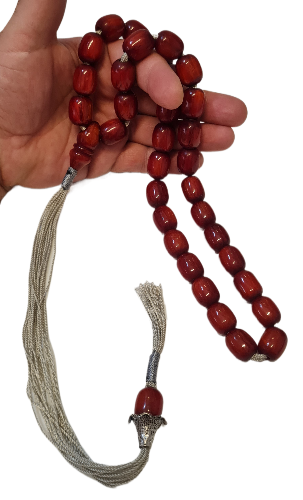 114 Gram, 15x18 mm, 40 Santim, Eski Katalin Malzeme Traşlı Usta İşi El Yapımı, Kuru Torna Kolleksiyonluk Özel Kadife Kutulu Tespih
