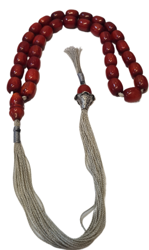 114 Gram, 15x18 mm, 40 Santim, Eski Katalin Malzeme Traşlı Usta İşi El Yapımı, Kuru Torna Kolleksiyonluk Özel Kadife Kutulu Tespih
