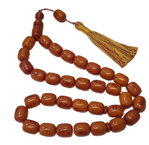 Koleksiyonluk Katalin Tespih, 99 Gram, 14x17 mm, 47 Santim, El Yapımı, Hardal Renk, Usta İşçiliği
