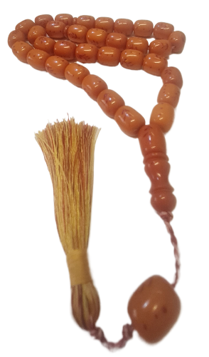 Koleksiyonluk Katalin Tespih, 99 Gram, 14x17 mm, 47 Santim, El Yapımı, Hardal Renk, Usta İşçiliği