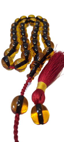 Özel Kadife Kutulu, 98 Gram, 15x17 mm, 52 cm, Alman Zarı Tespih, Eski Döküm, Yeni Torna El Yapımı Kuru Torna Usta İşcilik Kolleksiyonluk Mükemmel Kondisyon Alman Oyun Zarı Tespih