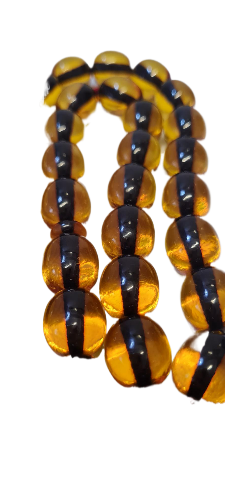 Özel Kadife Kutulu, 98 Gram, 15x17 mm, 52 cm, Alman Zarı Tespih, Eski Döküm, Yeni Torna El Yapımı Kuru Torna Usta İşcilik Kolleksiyonluk Mükemmel Kondisyon Alman Oyun Zarı Tespih