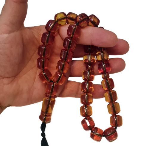 Usta İşi, Kuru Torna El yapımı, 91 Gram, 15x16 mm, 31 Santim Uzunluk, Alman Zarı Kolleksiyonluk Özel Kadife Kutulu Tespih Tespih (KAPSÜL KESİM TAŞ)