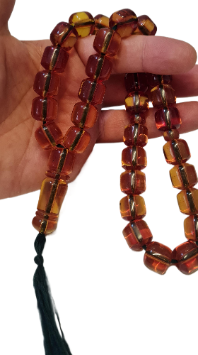 Usta İşi, Kuru Torna El yapımı, 91 Gram, 15x16 mm, 31 Santim Uzunluk, Alman Zarı Kolleksiyonluk Özel Kadife Kutulu Tespih Tespih (KAPSÜL KESİM TAŞ)