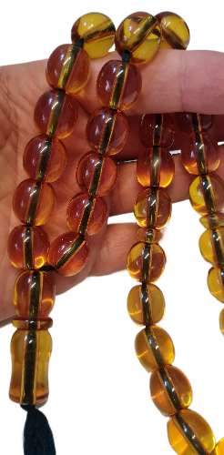 Usta İşi, Kuru Torna El yapımı, 91 Gram, 15x16 mm, 31 Santim Uzunluk, Alman Zarı Kolleksiyonluk Özel Kadife Kutulu Tespih Tespih (OVAL KESİM TAŞ)