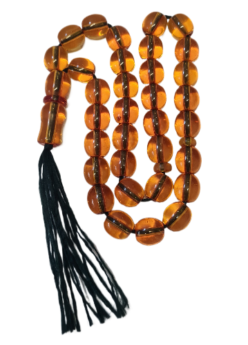 Masterpiece, Dry Lathe Handmade, 91 Grams, 15x16 mm, 31 Centimeters Length, German Dice Collectible Special Velvet Boxed Prayer Beads (OVAL CUT STONE) 