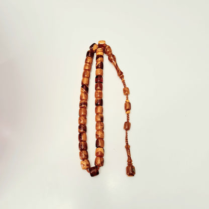 Master Craftsmanship, Handmade, Dry Lathe Workmanship, Collectible, Moire Czechoslovak Katalin Knife Set, Prayer Beads, 10.5X10.5 mm, 41 Gr, in a Special Velvet Box