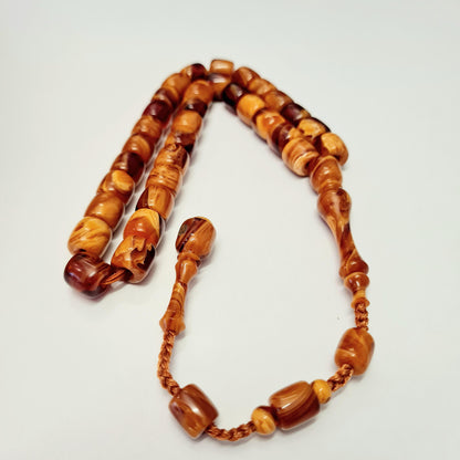 Master Craftsmanship, Handmade, Dry Lathe Workmanship, Collectible, Moire Czechoslovak Katalin Knife Set, Prayer Beads, 10.5X10.5 mm, 41 Gr, in a Special Velvet Box