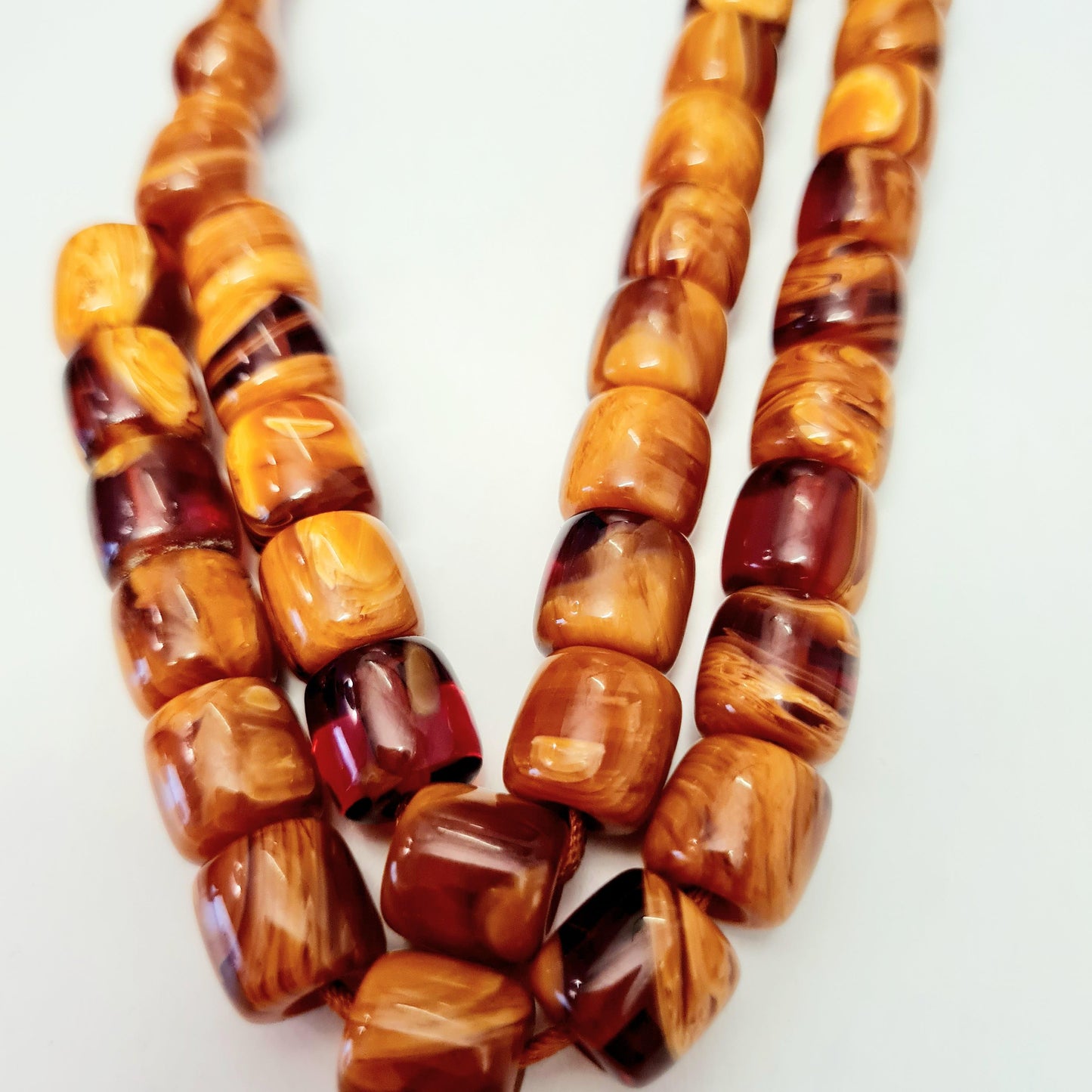 Master Craftsmanship, Handmade, Dry Lathe Workmanship, Collectible, Moire Czechoslovak Katalin Knife Set, Prayer Beads, 10.5X10.5 mm, 41 Gr, in a Special Velvet Box