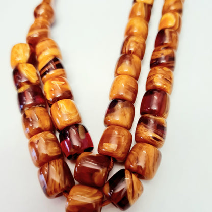 Master Craftsmanship, Handmade, Dry Lathe Workmanship, Collectible, Moire Czechoslovak Katalin Knife Set, Prayer Beads, 10.5X10.5 mm, 41 Gr, in a Special Velvet Box